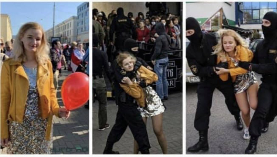 How Belarusian system works:

A young woman comes to a peaceful gathering where people sing together. 

She is detained an hour later for singing on the street with a red balloon in her hand. 

Today, her college is expelling her, a 3rd year student, for this “criminal history.”