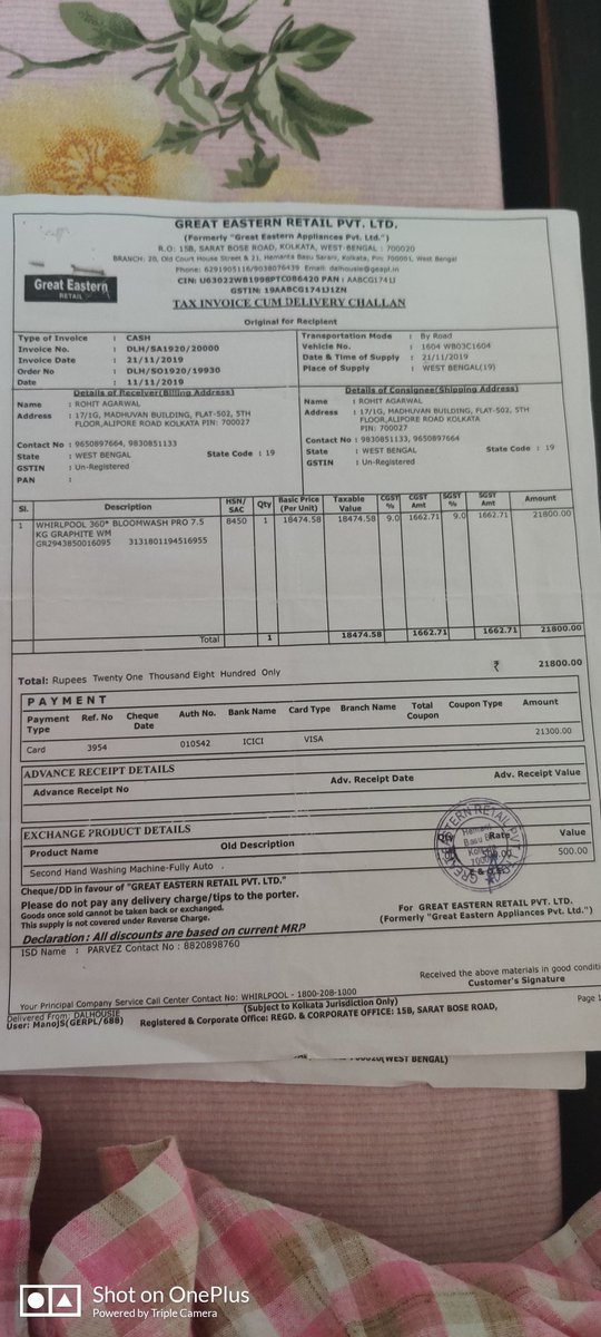 agarwalkirti614's tweet image. @whirlpool_india 8/8
I am attaching my purchase bills, service bills and video for repeated &quot;UB&quot; problem