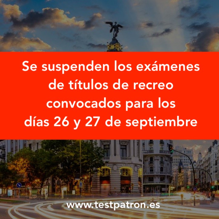⚠️ Se suspenden los exámenes de títulos de recreo (PNB,PER,PY y CY) convocados para los días 26 y 27 de septiembre.

Más info:
pst.cr/7XXYb