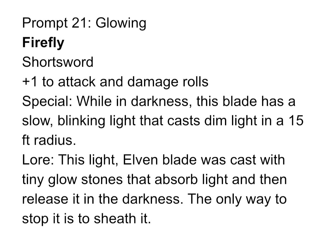 In the dark, sometimes a tiny light can be life saving. For today’s  #Swordtember we shine a little light with prompt 21: glowing 