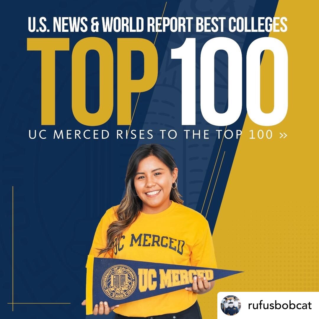 Have you heard the good news?!!
UC Merced has been ranked in the top 100 national universities in the country!!
#UniversityOfCalifornia #ucmerced #bobcatproud #top100 #futurebobcat