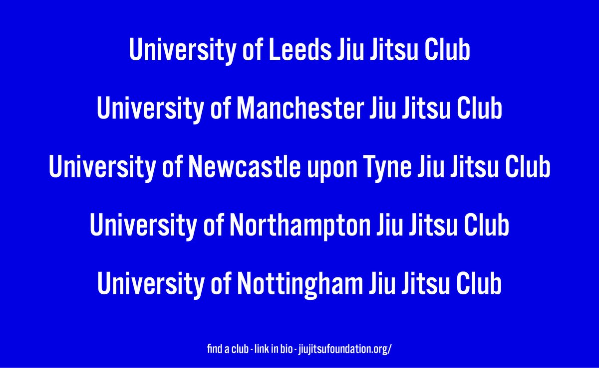 Make a positive start to your uni life - learn a life skill, learn self defence at our friendly Jiu Jitsu club #FreshersWeek
#selfdefence #jiujitsu #martialarts 
<a href="/BUCSsport/">BUCS</a> <a href="/LUUJiuJitsu/">LUU Jiu Jitsu Club</a> <a href="/UoMJitsu/">University of Manchester Jiu-Jitsu Club</a> <a href="/UoMSport/">UoM Sport</a> @NclUniJitsu <a href="/UniNorthants/">UniofNorthampton</a> <a href="/UoNJiuJitsu/">UoN JiuJitsu</a>