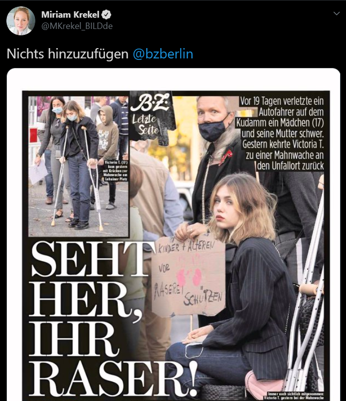 darksightberlin's tweet photo. Victoria darf weiterleben, Fabien wurde durch einen Raser getötet, ihr Tod wird nie vergessen werden. Ein Polizist der mit 134 km/h mitten durch Berlin fuhr. Bis heute gibt es kein Urteil und keine Aufklärung. https://t.co/kn6DODElap