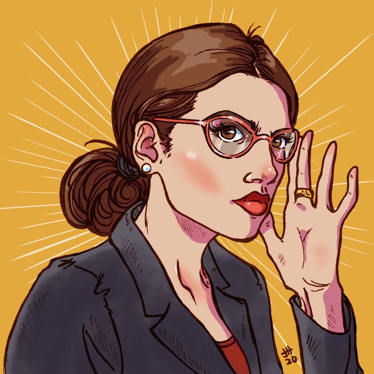 jenniferherd's tweet photo. My favourite #sixfanarts contribution thus far. Alexandria Ocasio-Cortez is my hero, and I can only dream of being this cool. #AOC https://t.co/cywHjGCDJe