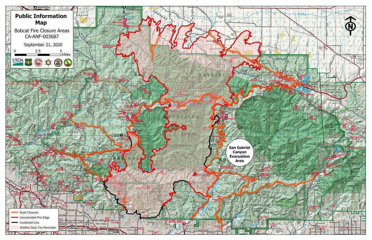 LACoFDPIO's tweet photo. The #BobcatFire is approximately 105,345 acres with 15% containment. There are currently 1,686 personnel assigned. We are hosting a virtual community meeting tonight at 6:30 p.m., see flyer for details.

#LACoFD https://t.co/WyN67uEgrS