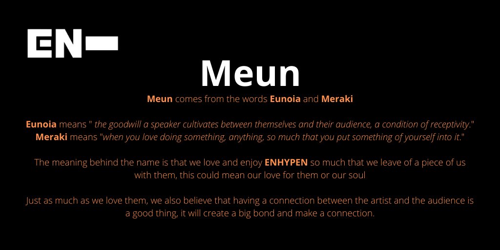 [ #ENHYPEN FAN CLUB NAME SUBMISSIONS THREAD]Here are 4 of the names you guys submitted to our tracker!LimelightMAZEMEELI (My Lovely)Meun @ENHYPEN @ENHYPEN_members #엔하이픈 #ENHYPEN_FandomName