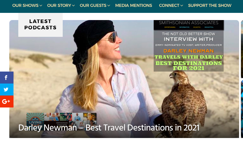 DarleyNewman's tweet photo. I went on the @notoldbetter podcast to talk about my upcoming @SmithsonianSA #Zoom event on how and where to travel in 2021. Listen in https://t.co/5SOdc7fHTM and get your ticket to attend https://t.co/maMrqOhiHn #travel #twdse #LetsMakePlans https://t.co/LZroND2V63