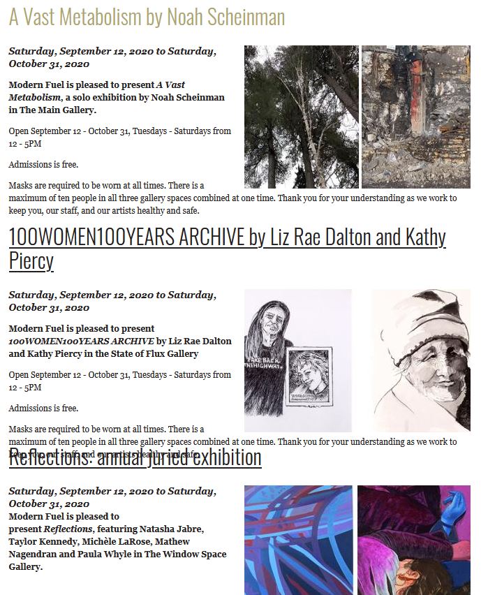 Closing soon! Don't miss <a href="/ModernFuelARC/">Modern Fuel</a> fall #art #exhibitions closing Oct 31! Admission is free. 

modernfuel.org/exhibitions