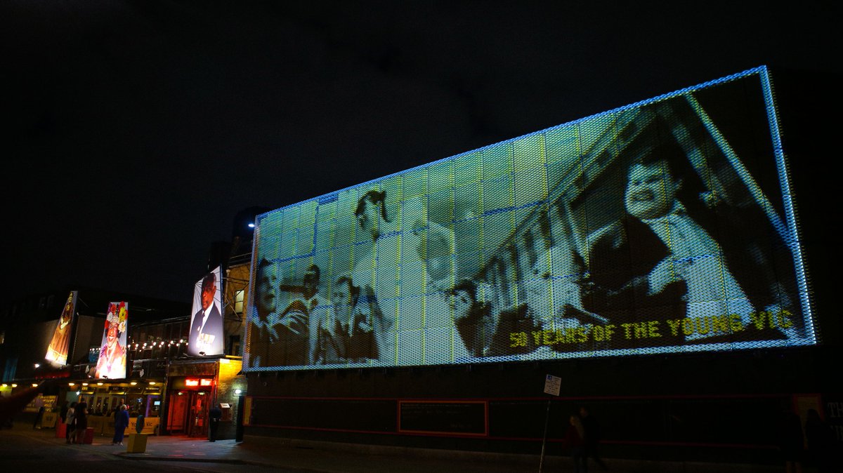disguise_one's tweet image. Celebrating 50 years, @youngvictheatre has become a giant canvas, showcasing the people &amp;amp; productions of its rich theatrical history. It runs every night (excl. Sun) for a fortnight, with two @disguise_one Solo servers powering projections!

#YoungVic #YV50 #YV50ProjectionProject
