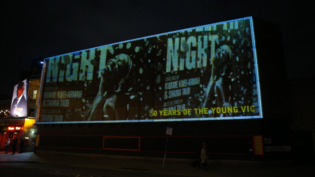 disguise_one's tweet image. Celebrating 50 years, @youngvictheatre has become a giant canvas, showcasing the people &amp;amp; productions of its rich theatrical history. It runs every night (excl. Sun) for a fortnight, with two @disguise_one Solo servers powering projections!

#YoungVic #YV50 #YV50ProjectionProject