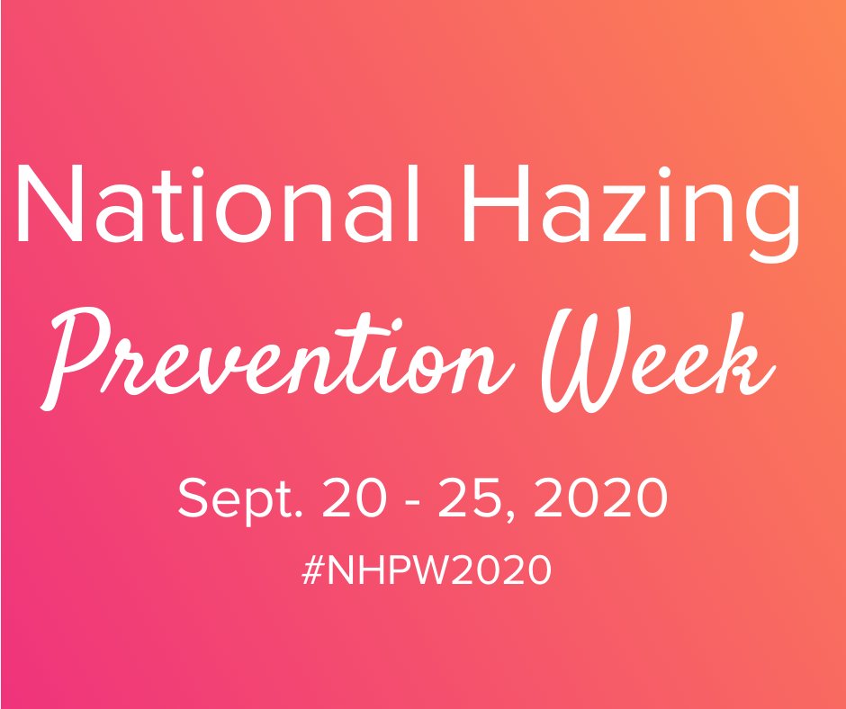 TheSororityLife's tweet photo. This week is National Hazing Prevention week sponsored by @hazingprevention.  Visit https://t.co/rmF1Bvhz2D to learn more about what hazing looks like and how you play a role in hazing prevention and eradication. What you do makes a difference. #NHPW2020 https://t.co/60cFPycYtY