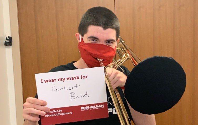 RoseHulman's tweet photo. Mask Up Engineers: Our creative Hatfield Hall Production Assistant Jessica Becker created some distinctive masks that allow students to participate in the concert band this fall. Great job Jessica! #RoseReady #MaskUpEngineers #MaskUpHoosiers https://t.co/SsG7hiSGvn