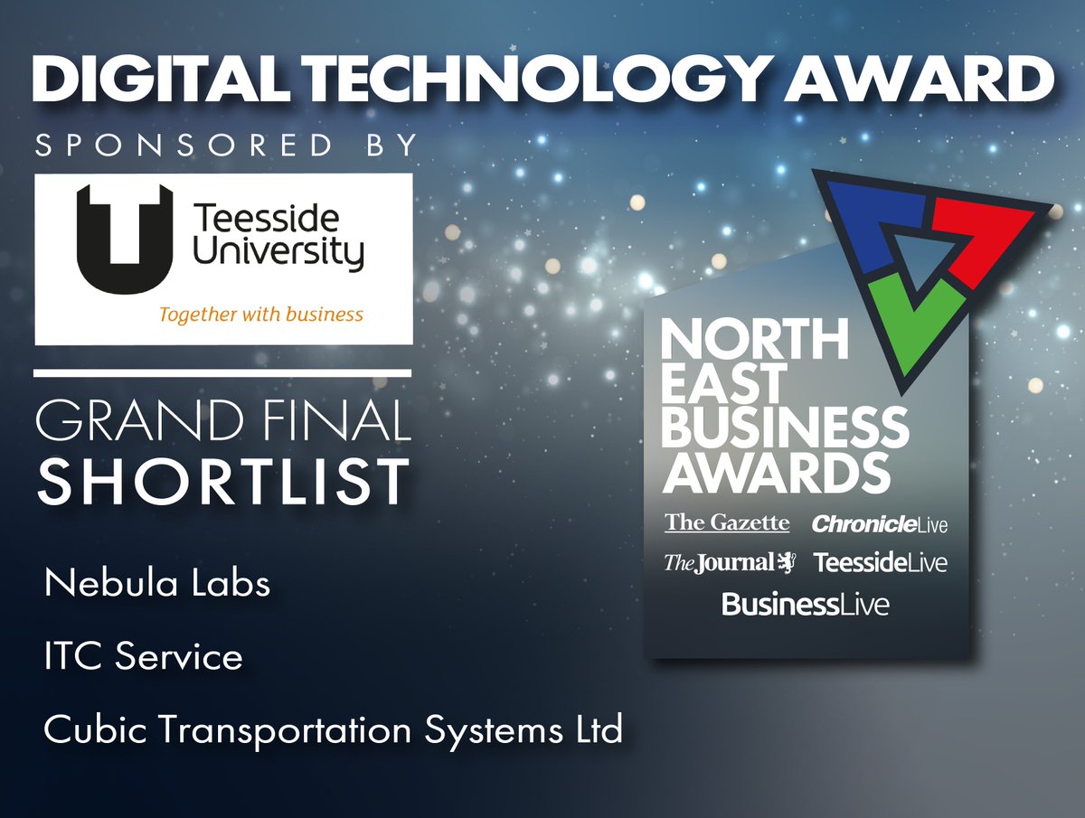 NEBizAwards's tweet photo. It's an impressive shortlist for the DIGITAL TECHNOLOGY AWARD at Thursday's Grand Final #nebizawards20 😆

Good luck to:
@NebulaLab 
@ITCServiceLtd 
@CubicTS 

And huge thanks to category sponsor @TeessideUni   

@jnlbusiness @ChronicleLive @TeessideLive @businesslive https://t.co/83qFvpULUU