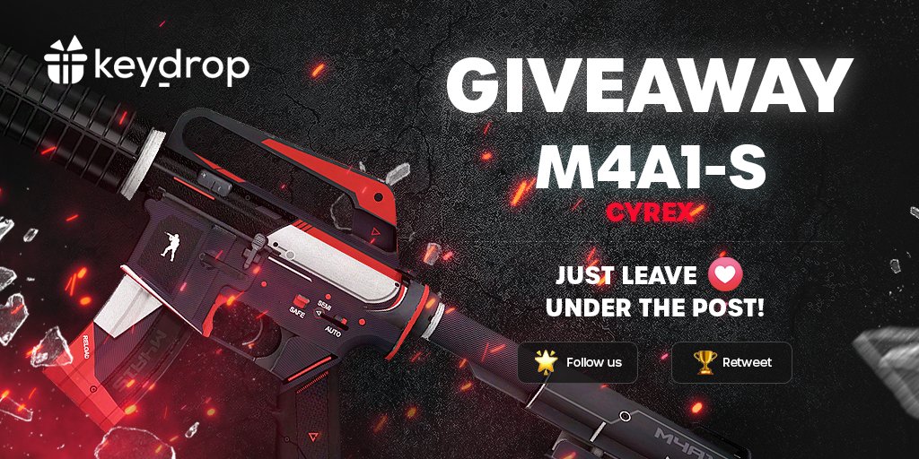 keydropcom's tweet photo. 🔥 Giveaway on M4A1-S | Cyrex! 🎁

👊Just leave ❤️ under the post!
🌟 Follow us!
🏆 Retweet!

⏰ Wait 24 hours!

#keydrop #keydropcom #keydroppl #csgo #csgoskins #csgoskin #csgogiveaway #giveaway #csgocases #csgocase #csgocommunity #csgoesport https://t.co/lYzb7xtp0v