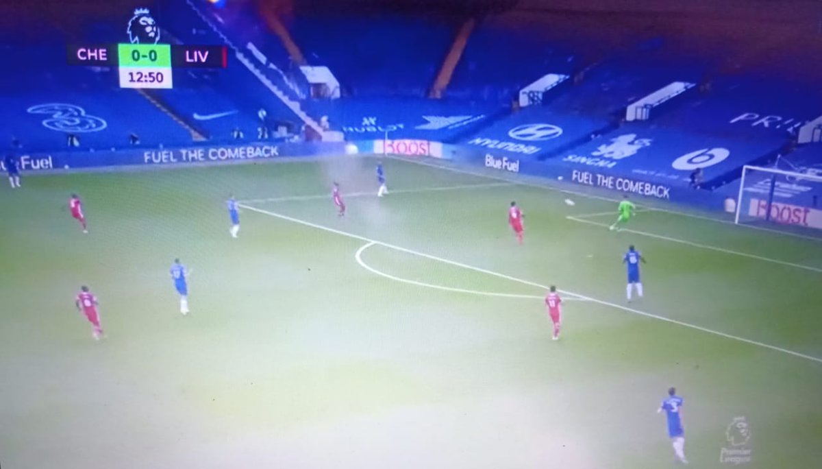 Its clear from this that Liverpool were trying pressing higher up and Kepa finds Reece through a lob ball.