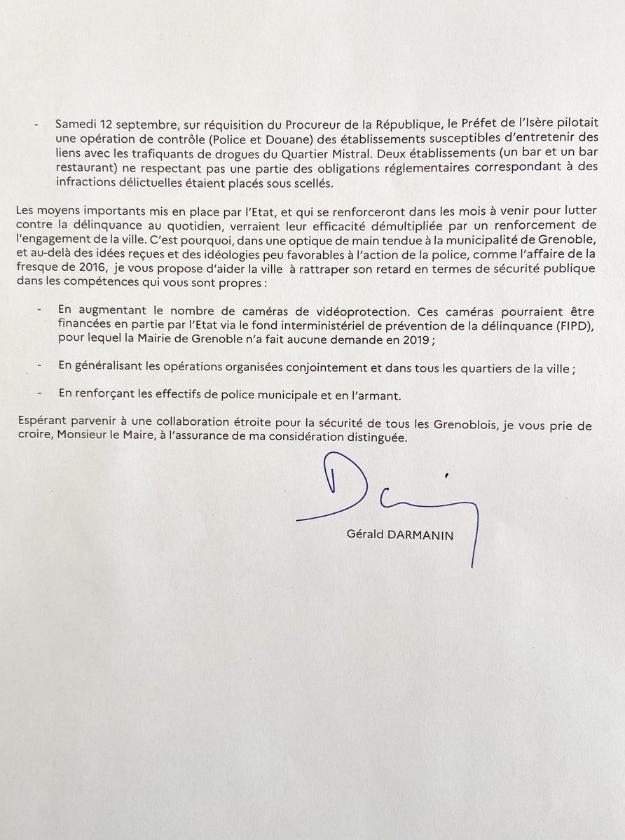 Gerald Darmanin On Twitter Comme Je Lui Ai Propose Echange Cet Apres Midi Avec Eric Piolle Place Beauvau Pour Faire Un Point Sur Le Necessaire Renforcement De La Securite Dans La Ville De