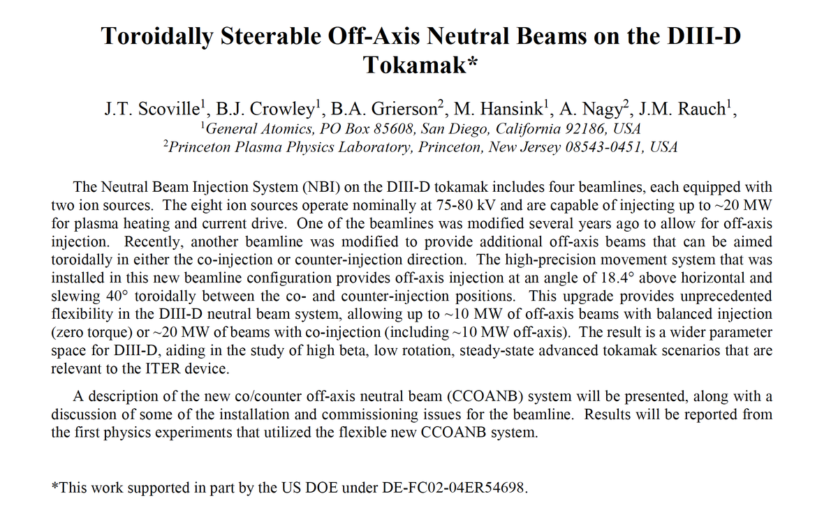 DIII-D recently upgraded its neutral beam system, and the new ...