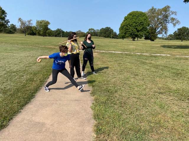 siueanthro's tweet photo. The Anthropology Club got social (with masks and distancing!) yesterday to practice their atlatl and chunkey skills at Cahokia. It was a great day! https://t.co/LIxmkxTIOI