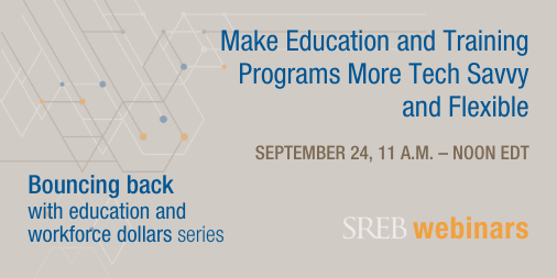 srebeducation's tweet photo. The next webinar in our #WorkforceRecovery series will cover how education & training programs can use technology and distance learning to prepare more people for today's in-demand roles and tech-dependent workplaces. 9/24 @ 11 am EDT. https://t.co/JVlOacPJGx https://t.co/3qF4fkdyL1