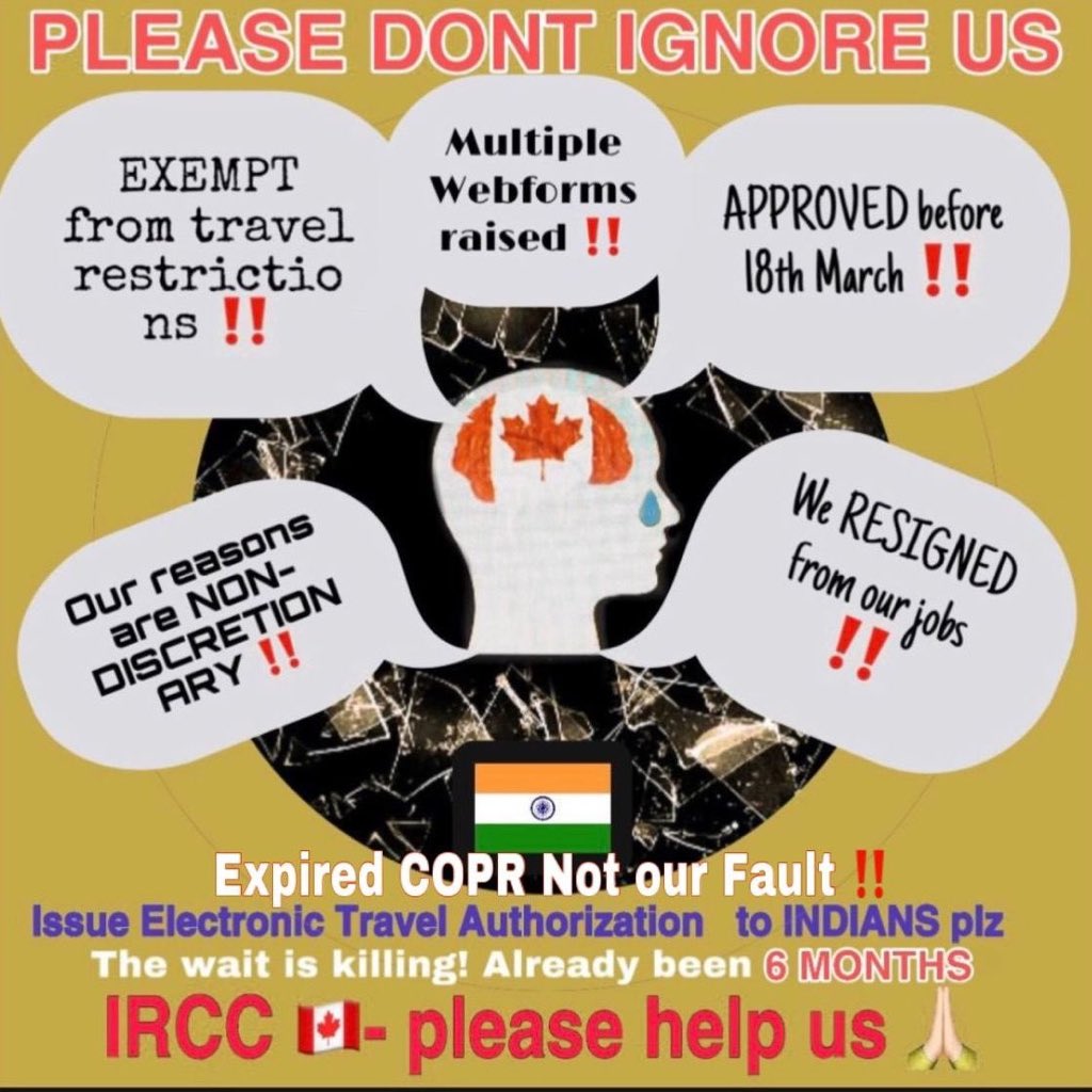#COPRexpired &amp; hv been waiting for #COPRextension for 6 months..Child is out of school &amp; we’ve resigned.followed all IRCC guidelines but only generic replies!please issue #AL <a href="/CitImmCanada/">IRCC</a> <a href="/CanadainIndia/">Canada in India</a> <a href="/nadirypatel/">Nadir Patel</a> <a href="/marcomendicino/">Hon. Marco Mendicino</a> <a href="/RaquelDancho/">Raquel Dancho</a> <a href="/theJagmeetSingh/">Jagmeet Singh</a> <a href="/JustinTrudeau/">Justin Trudeau</a>