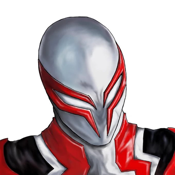 SPIDER-MAN 2099 TPB SMACK TO THE FUTUREの表紙より、少しアレンジ入れつつ模写練習 