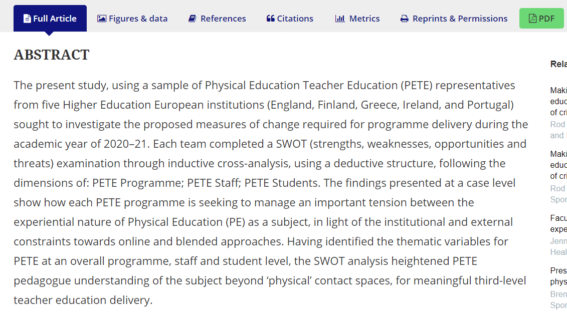 supportREALtchr's tweet photo. Full article "An integrated blended learning approach for physical education teacher education programmes: teacher educators’ and pre-service teachers’ experiences" https://t.co/KmevTJxMcL #physed #HPEatHome #PETEphysed #PhysedResearch @RistoMarttinen @DrAshCasey @KARRichards14 https://t.co/8nFmivO9VW