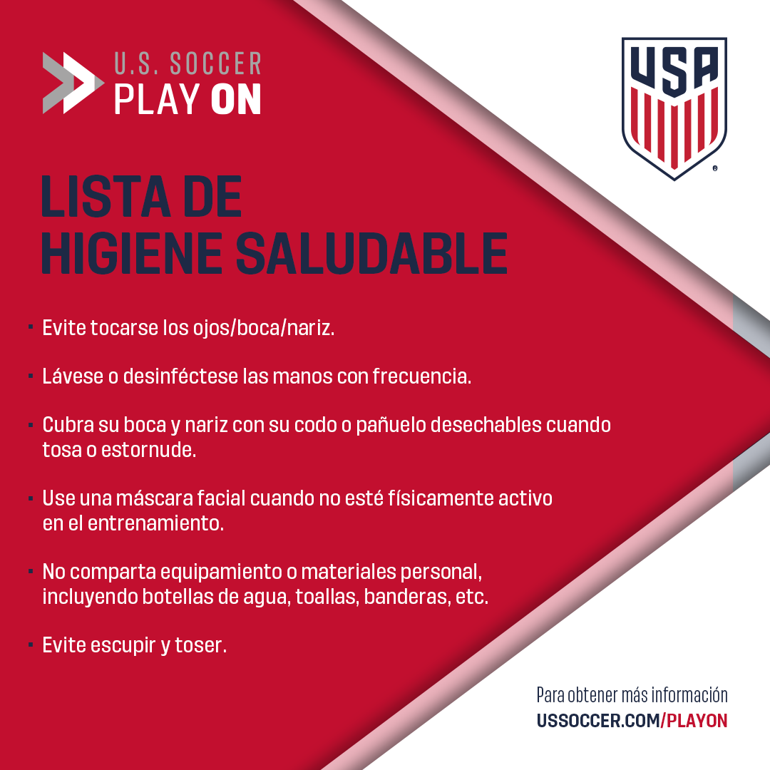 Seas jugador, entrenador, árbitro o padre, la higiene y los hábitos saludables son fundamentales para garantizar un entorno seguro para todos! ⚽️ Recursos y recomendaciones adicionales para regresar a jugar en ussoccer.com/playon