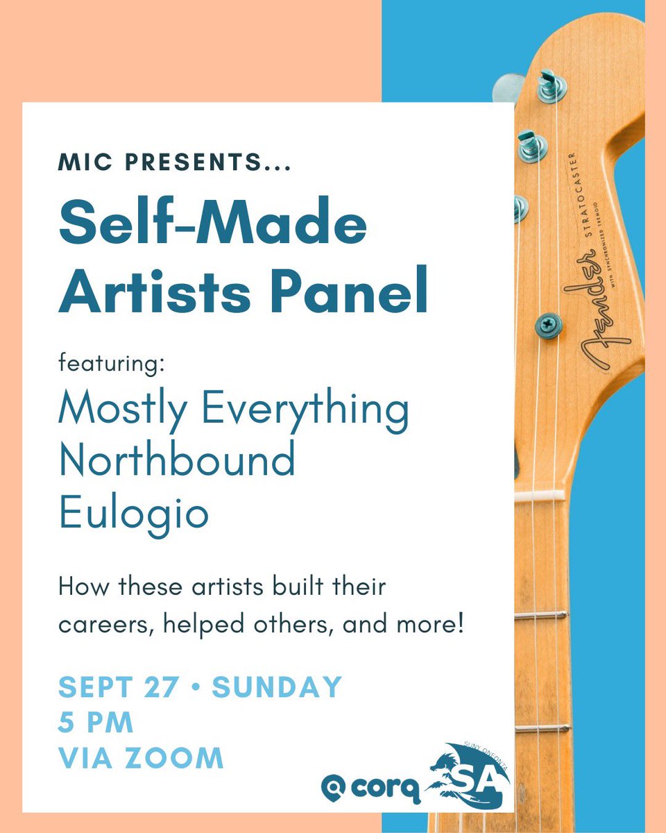 SELF-MADE ARTISTS PANEL!! Learn about how these artists made their own careers, collaborated with others, and more. This Sunday at 5!