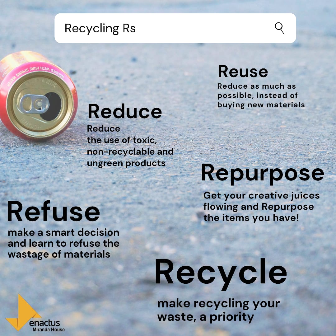 It is not that difficult a process to follow and yet, how often have we made an effort to practice it? Today, we begin with the recycle week 2020. So, let's try and practise what we preached ever since we were kids. 

Let’s recycle. One item at a time.

#RecycleWeek #enactus