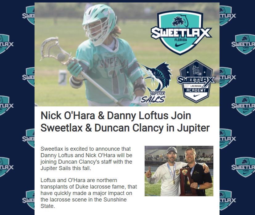 BIG NEWS out of JUPITER! We are honored and excited to have the opportunity to work w/ &amp; learn from 2 of the top coaches in FL. We’ll support their impact on Palm Beach County, while collaborating to use @sweetlax_academy as a platform to develop top talent throughout the state.