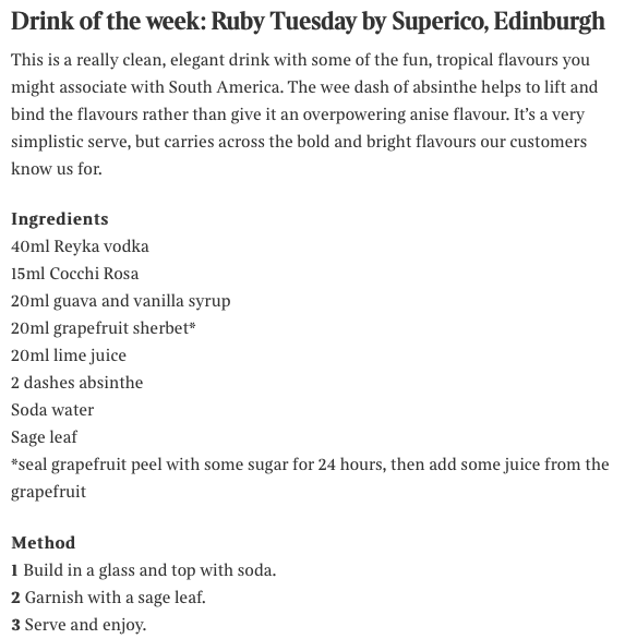 Ruby Tuesday in The Times ⚡️

#cocktail #edinburghbar