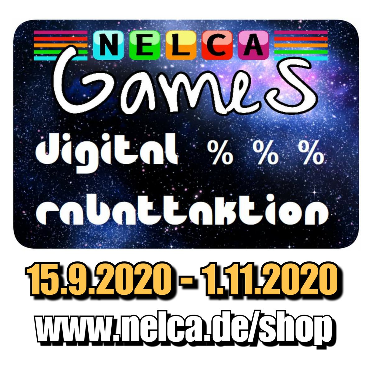 nelca.de/shop

Digital Rabatt Aktion (15.9.2020 - 1.11.2020)

 Alle Angebote solange der Vorrat reicht.#spieldigital2020 #spieldigital