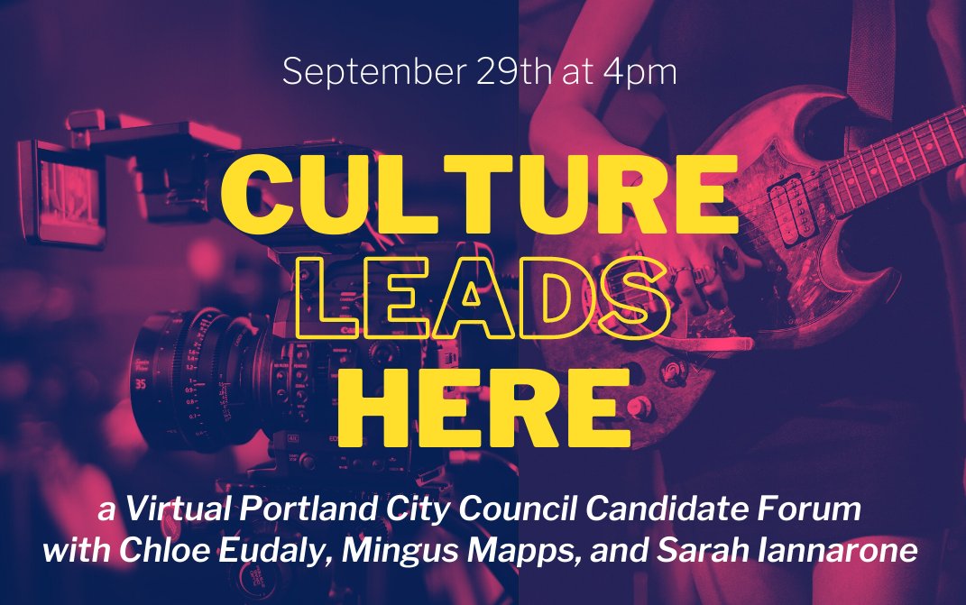 Design Portland (@designweekpdx) on Twitter photo Join us, <a href="/musicportland/">Music Portland</a>, <a href="/ompa_org/">OMPA</a>, & <a href="/regionalarts/">Regional Arts</a> on 9/29 4pm for a #PortlandCityCouncil candidate forum, with <a href="/ChloeEudalyPDX/">Commissioner Eudaly</a> <a href="/Mingus4Portland/">Mingus Mapps for Portland Mayor</a> <a href="/sarah2020/">Friends of Sarah for Portland</a> to discuss how our leaders will affect change in the future of our creative industries.
musicportland.org/events-calenda… Join us, <a href="/musicportland/">Music Portland</a>, <a href="/ompa_org/">OMPA</a>, & <a href="/regionalarts/">Regional Arts</a> on 9/29 4pm for a #PortlandCityCouncil candidate forum, with <a href="/ChloeEudalyPDX/">Commissioner Eudaly</a> <a href="/Mingus4Portland/">Mingus Mapps for Portland Mayor</a> <a href="/sarah2020/">Friends of Sarah for Portland</a> to discuss how our leaders will affect change in the future of our creative industries.
musicportland.org/events-calenda…