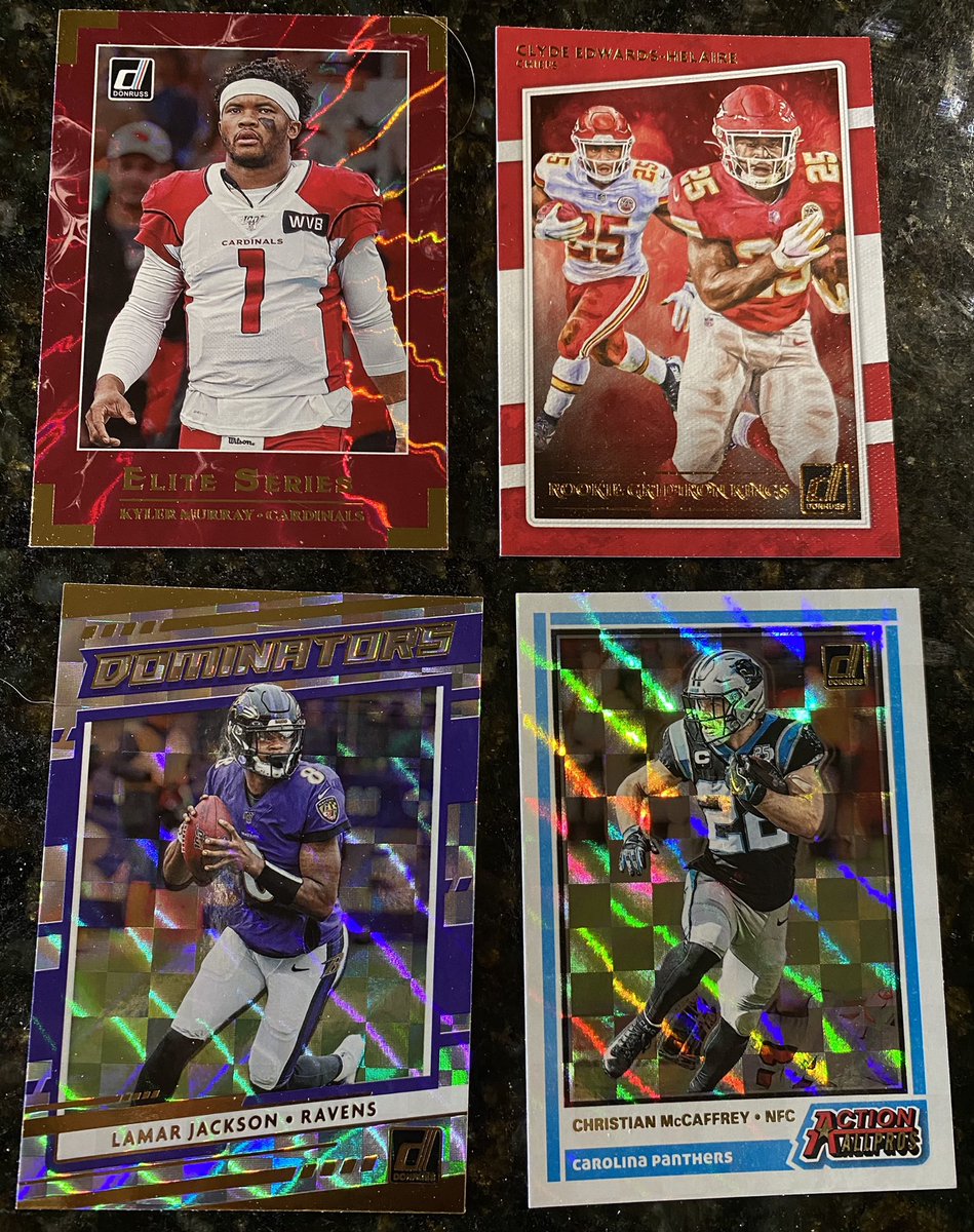 21137Anais's tweet photo. Nothing too wild; but all things considered I’ll take it! #EdwardsHelaire canvas is solid for the PC. Loading up and ❤️ ‘The Rookies’ #Mosaic (ish) inserts! #nfl #thehobby #WhoDoYouCollect #Cards #Collecting #SportsCards #football #donruss #footballcards #rookiecard #target https://t.co/wN314qWwuz