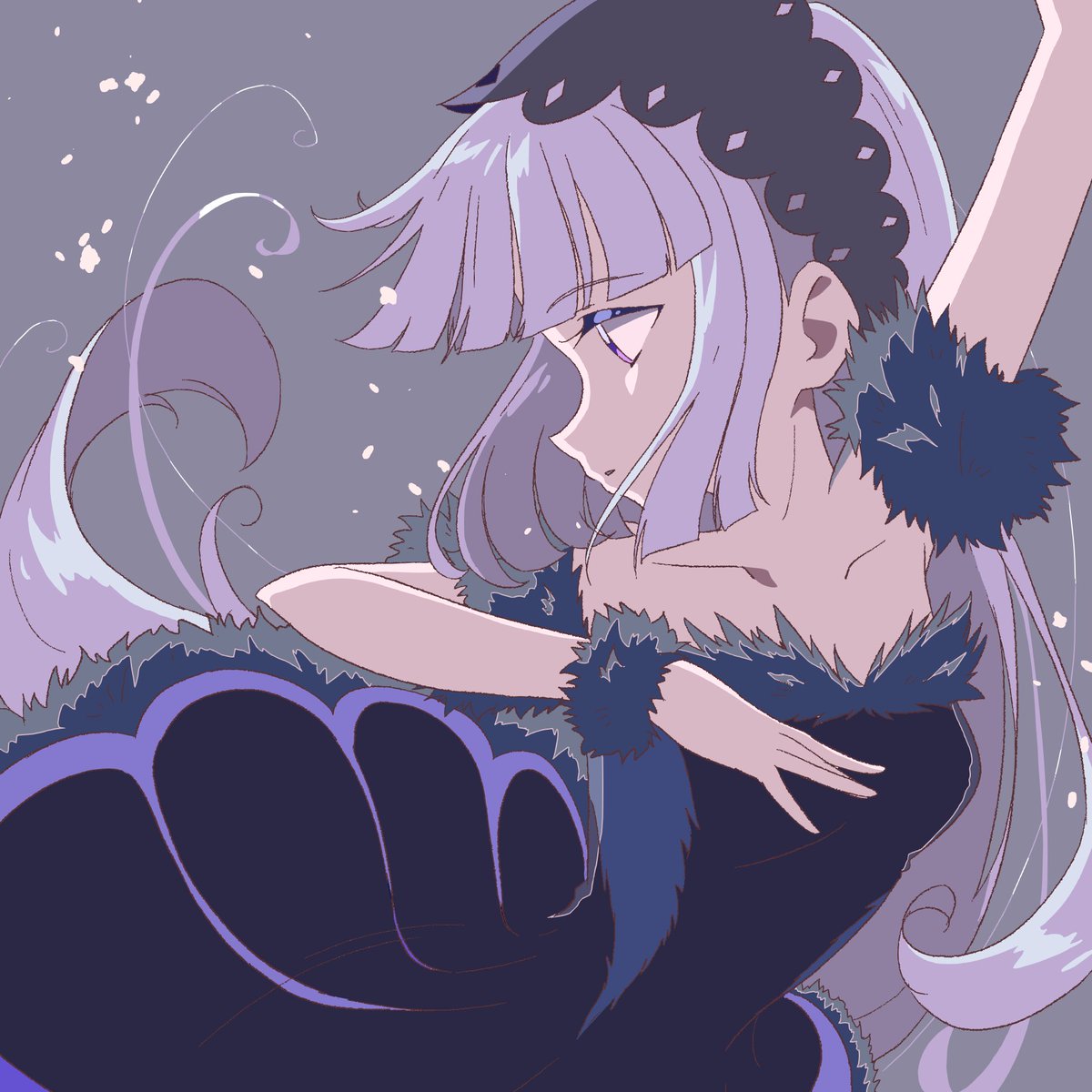 1girl solo dress long hair purple eyes bangs arm up  illustration images