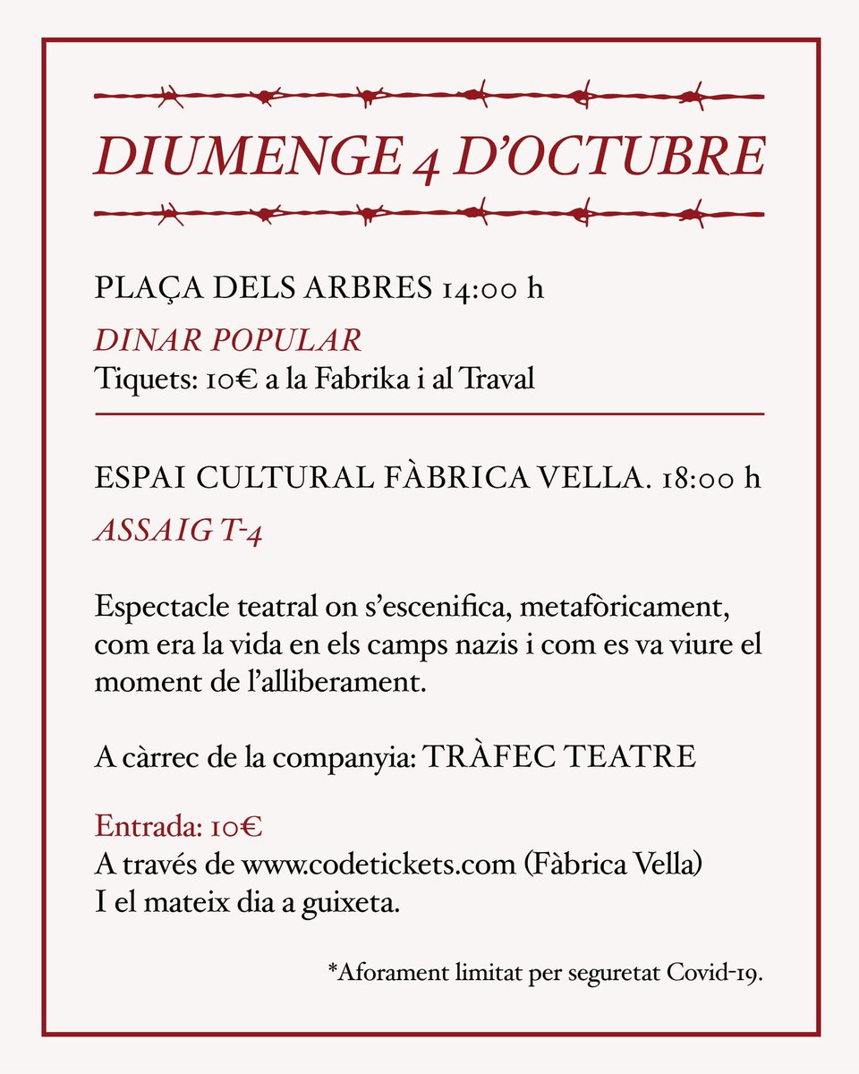 ateneurocaus's tweet photo. Commemorarem el 75è aniversari de l’alliberament de Mauthausen amb un cap de setmana d’homenatge als 9 sallentins deportats als camps nazis.

Amb Mònica Terribas, @HiginiaRoig, @AnnaGaSabate, @campsoscar i molts més! El ‘Mai més’ ara som nosaltres. 2, 3 i 4 d’octubre a Sallent. https://t.co/xjw4eU1Pcr