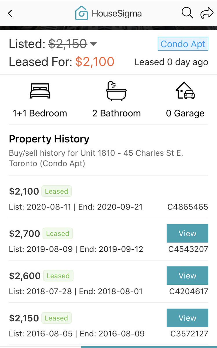 The Latest in Toronto RentsLeased for $2700 in 2019Leased for $2600 in 2018Leased for $2150 in 2016Drumroll pls..After > month vacancy was just leased for $2100 or 22% below 2019 peakAbout a ~5 yr roll back in rent hereNeg real rent growth over a 7-8 span #cdnecon