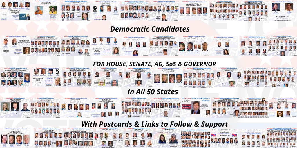 Check it out! THREAD of all the Democratic Candidates!50 STATES  #Congress2020, Govs, AGs, SoSWith Postcards & Links to Follow & Support! https://www.postcardsforamerica.com/all-democratic-candidates-by-state.htmlReady-made Tweets & Posts for each Candidate here https://www.postcardsforamerica.com/all-dem-candidates-postcards-tweets--posts.htmlFB Albums:  https://www.facebook.com/pg/postcards4USA/photos/