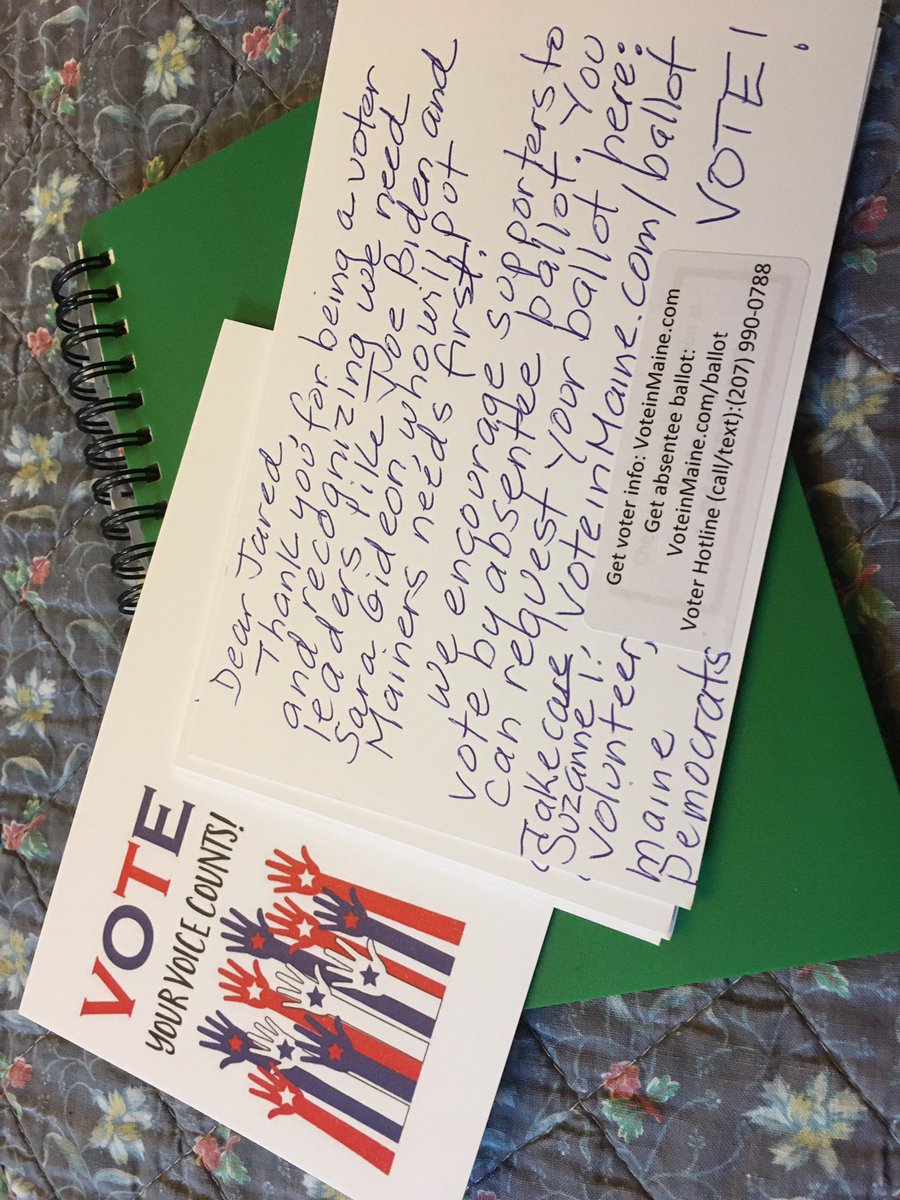 STrimel's tweet photo. The U of Virginia’s @LarrySabato has just moved the ME Senate race to “leans Democrat.” Keep fighting to defeat @SenSusanCollins
Just finishing up a pile of postcards to Maine voters. #VoteGideon
#FlipTheSenate https://t.co/livz38tLBM
