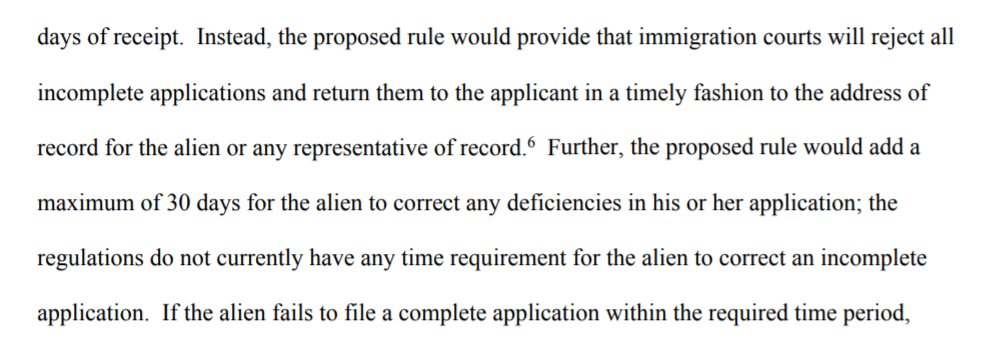 Under the new rules, immigration judges could deem a mailed application incomplete even months after it was received, even if the court lost the file.There would then be a new 30-day deadline to resubmit the application—and missing the deadline means application denied.