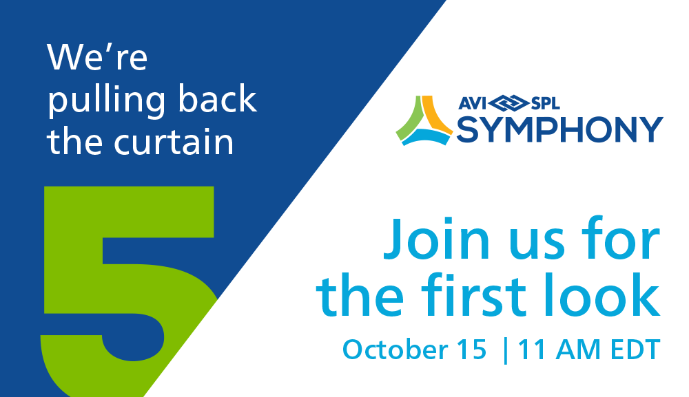 It’s almost here: we’re pulling back the curtain on AVI-SPL Symphony 5.0!  Join us for the first look at the latest version of our monitoring and control application for collaboration technology. bit.ly/32Q2J6Y #avtweeps #webinar #collaborationsolutions