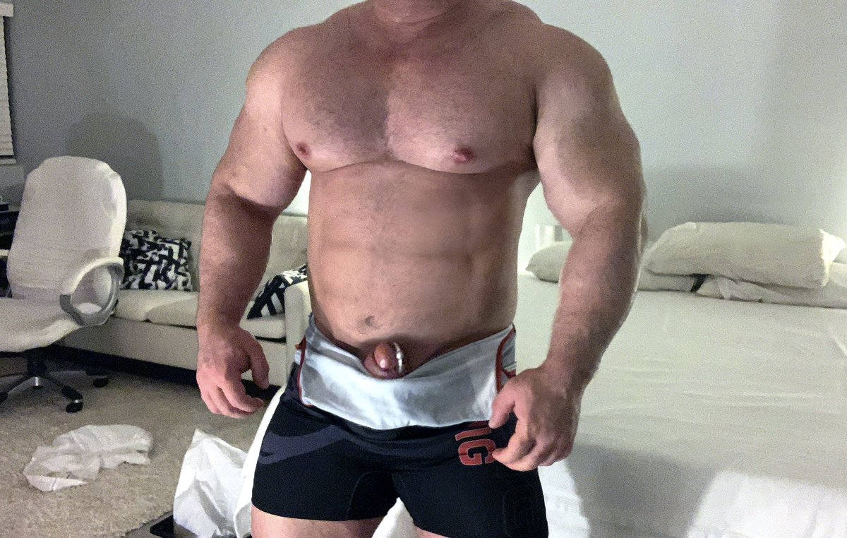 Get on your knees and undress your musclegod. 