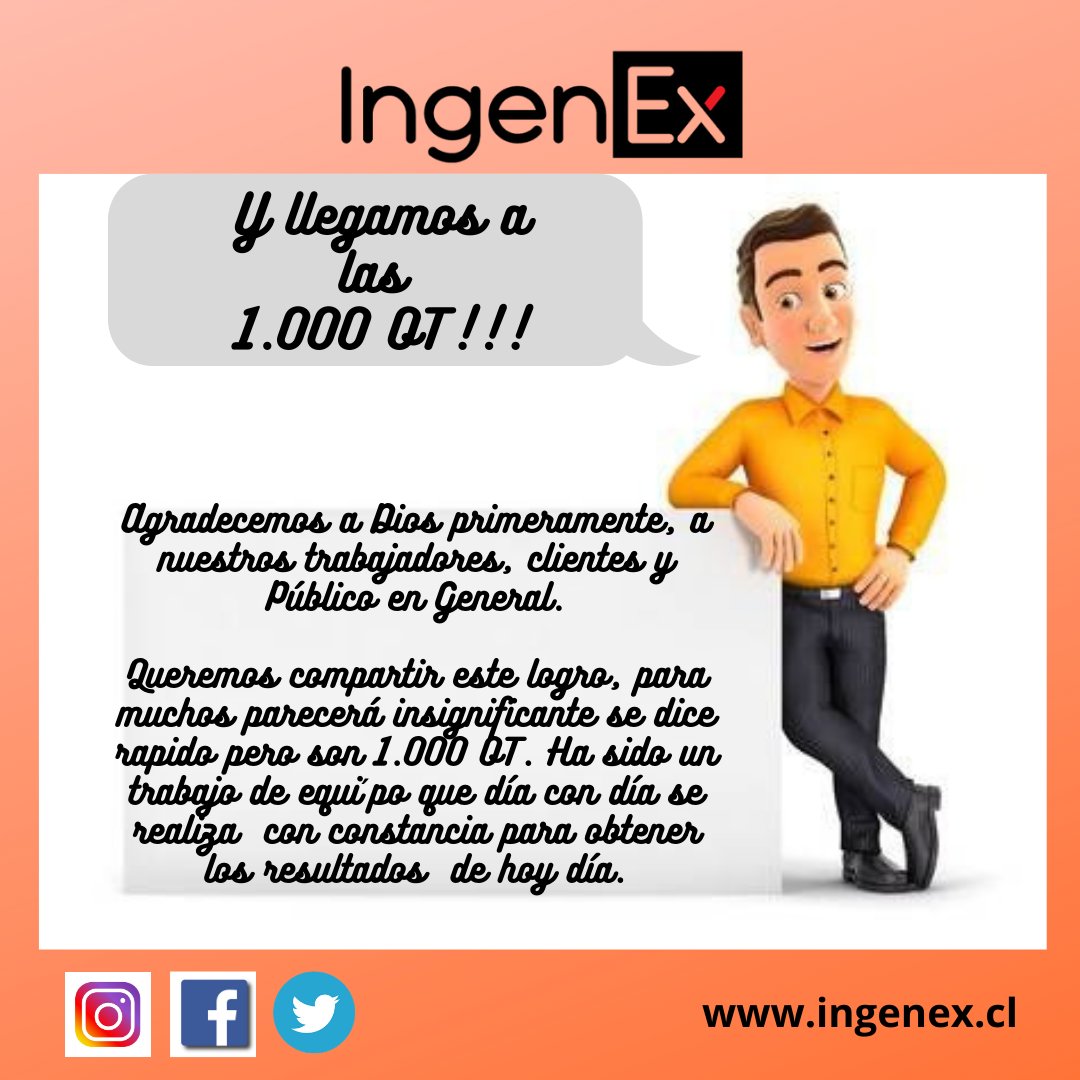 IngenexS's tweet photo. Llegamos a las 1.000 OT y vamos a realizar un sorteo se unen nuestros 1.000 OT con nuestro 1er. Aniversario Atentos #servicios_ingenex #mantencion https://t.co/4dQKCZie6E