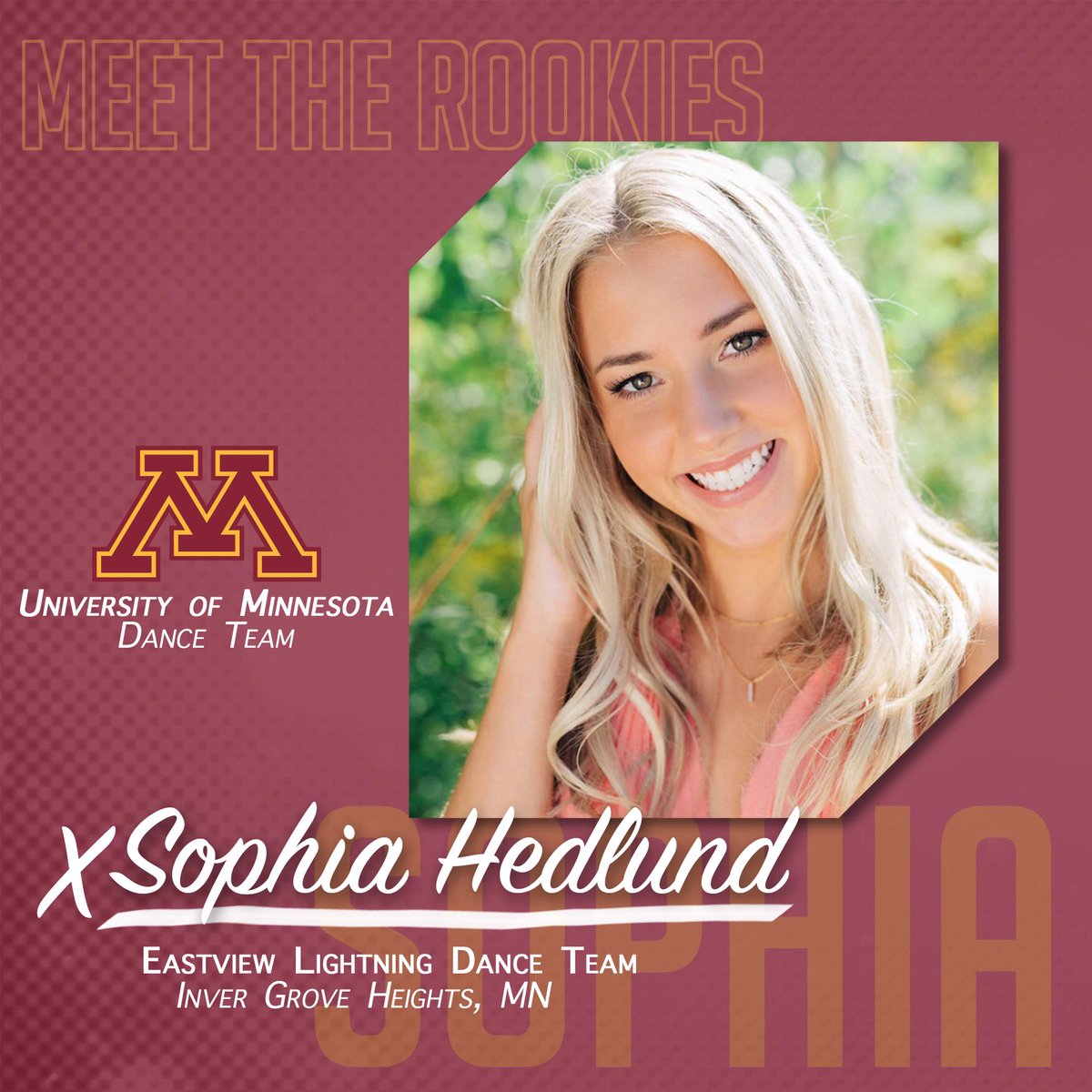 GopherSpirit's tweet image. Hey, meet UMDT Freshman Sophia! #MeetTheRookies #MinnesotaMonday