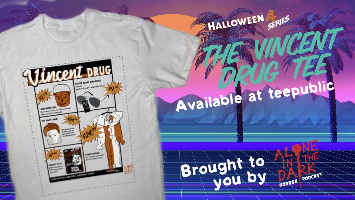 Now available at teepublic the Vincent Drug tee! teepublic.com/user/aloneinth… #horror #horrorfam #horrorfamily #horrortee #horrortshirts