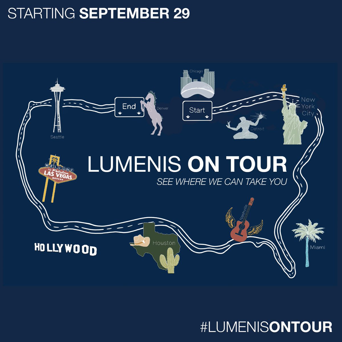 #LumenisOnTour is coming to a city near you! We’re traveling in a one-of-a-kind LuMobile to 20+ cities across America, starting with a can’t miss, 2-day event in Chicago, Sept. 29-30. Get all the details and register for an event in your city at lumenisontour.com.
