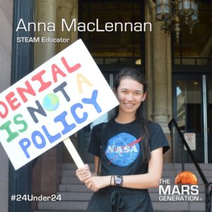 TexasSpaceGrant's tweet photo. Congratulations to Former NASA #SEESIntern (SEES Class of 2019), Anna McLennan, for being named one of @TheMarsGen 's 2020 #24Under24 Leaders and Innovators in STEM and Space Award Winners! https://t.co/FrvBDpQvqU https://t.co/HYUkhmr4yt