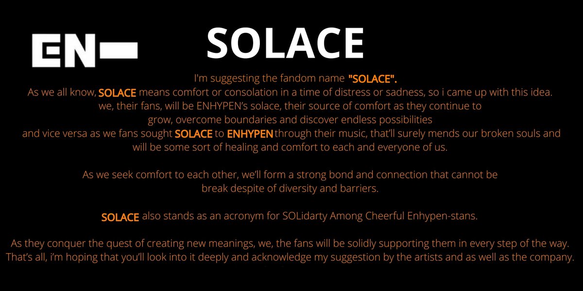 [ #ENHYPEN FAN CLUB NAME SUBMISSIONS THREAD]Here are 4 of the names you guys submitted to our tracker!SemisSOLACESTARLIGHTSTELLA @ENHYPEN @ENHYPEN_members #엔하이픈 #ENHYPEN_FandomName