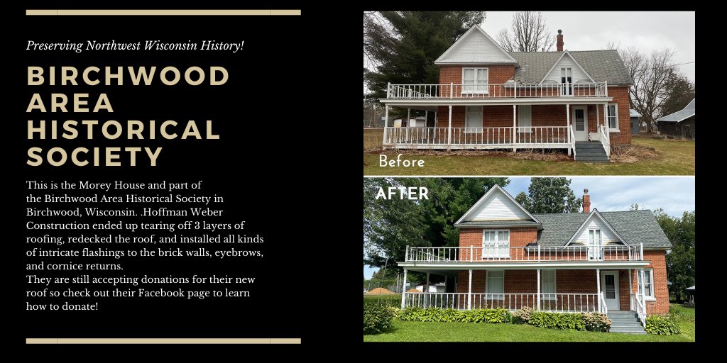 This is the Morey House, part of the @Birchwoodareahistoricalsociety in Birchwood, Wisconsin. They needed a new roof so Derrick Hansen in our Luck, Wisconsin office stepped in to help.
<a href="/washburncounty/">Washburn County</a> <a href="/WisHistory/">WIHistoricalSociety</a> <a href="/RepRohrkaste/">Mike Rohrkaste</a>

Visit: @Birchwoodareahistoricalsociety to donate