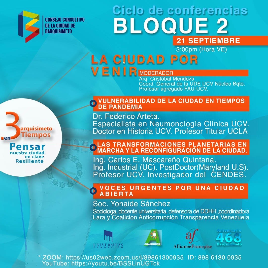jjgmendez's tweet photo. El doctor Carlos Mascareño, del @CENDES_UCV, nos explicará Las transformaciones planetarias en marcha y la reconfiguración de la ciudad, 3:00 pm. Cuarta Conferencia Anual del @CCCBarquisimeto, Bloque 2, vía zoom o YouTube 
https://t.co/OOgXwEKgMy

https://t.co/SVTRWZZPzE https://t.co/gXXj9gxSQw